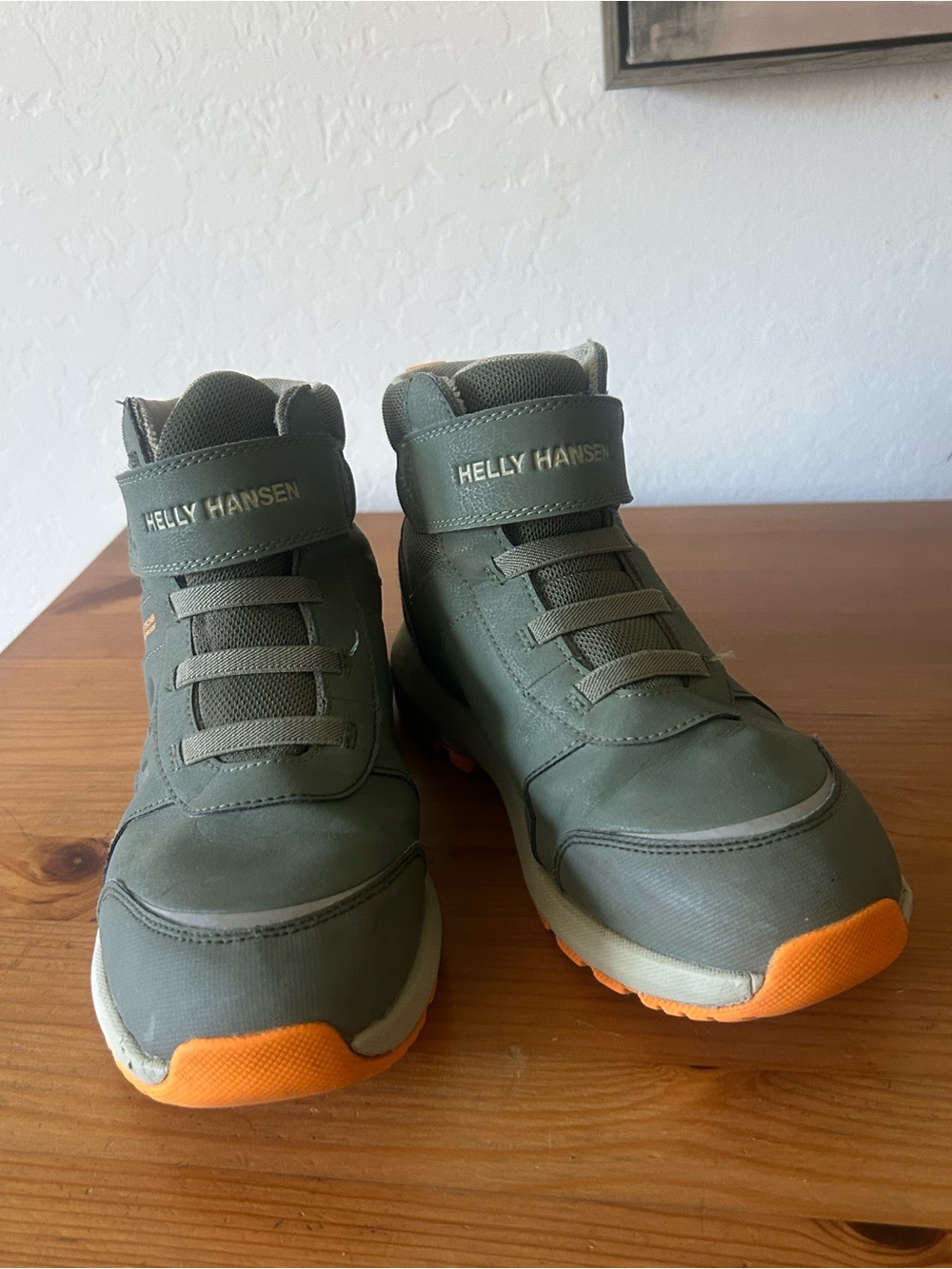 Helly Hansen Olive Green and Orange Women High-Top Sneakers